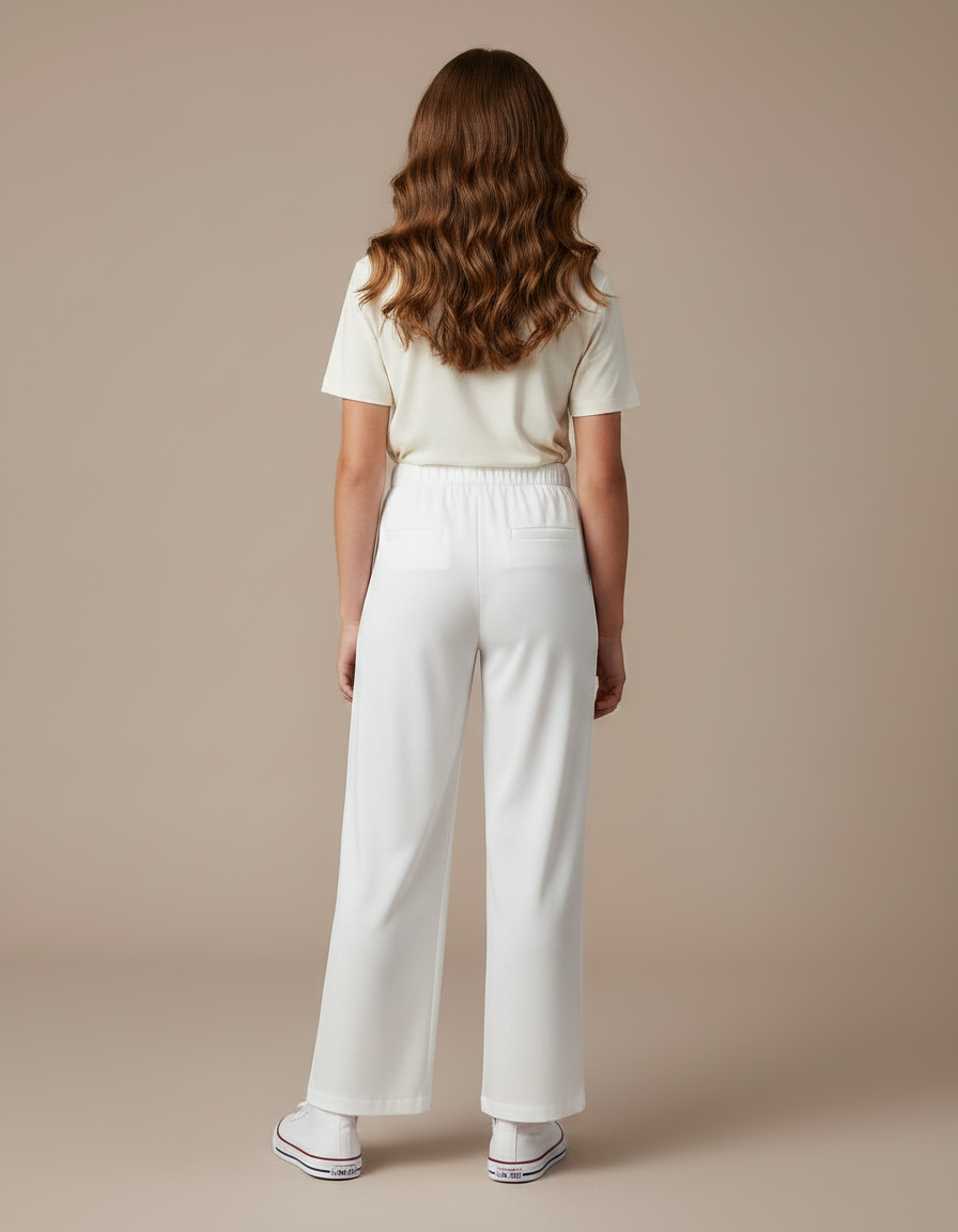 Pantalon Chino Blanc Ample Élastique Fluide Enfant - Viscose - vue 2