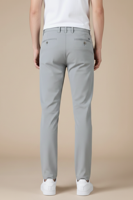 Pantalon Chino Homme Gris Uni Slim Élastique Décontracté - Polyester - vue 2