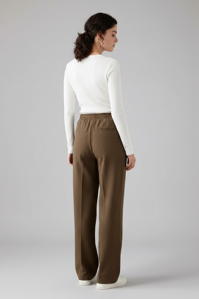 Pantalon Chino Marron Ample Fluide Décontracté Hiver - Polyester - vue 2