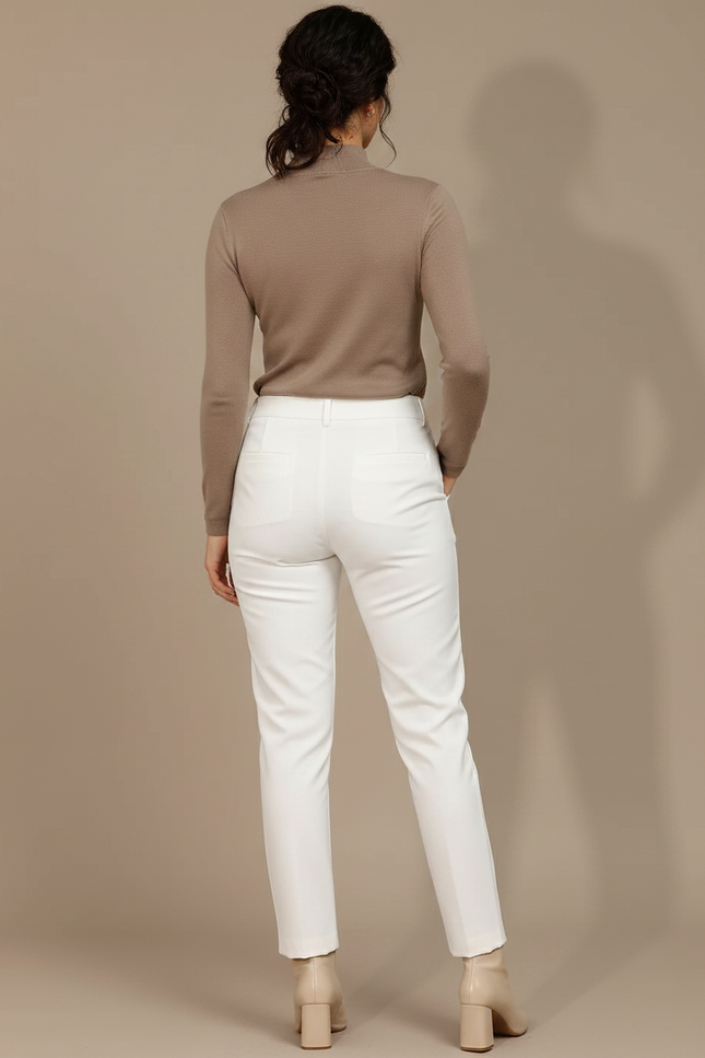 Pantalon Chino Blanc Droit Ajusté Élégant Femme - Gabardine - vue 2