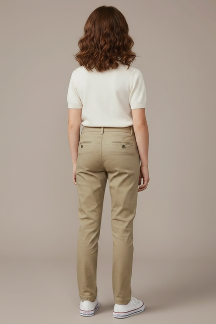 Pantalon Chino Kaki Coton Droit Classique Enfant - vue 2
