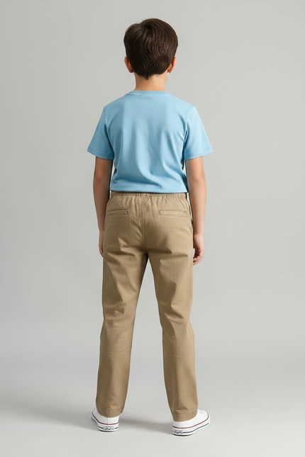 Pantalon Chino Kaki Coton Décontracté Elastique Garçon - vue 2