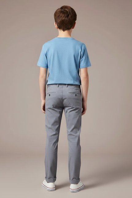 Pantalon Chino Gris Slim Enfant Décontracté Coton - vue 2