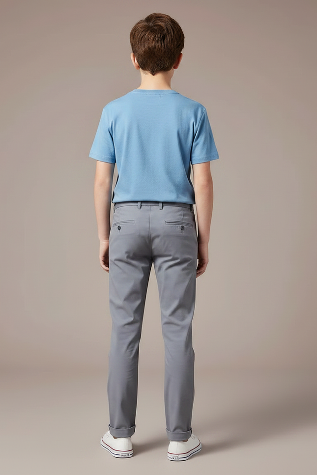 Pantalon Chino Gris Slim Enfant Décontracté Coton - vue 2
