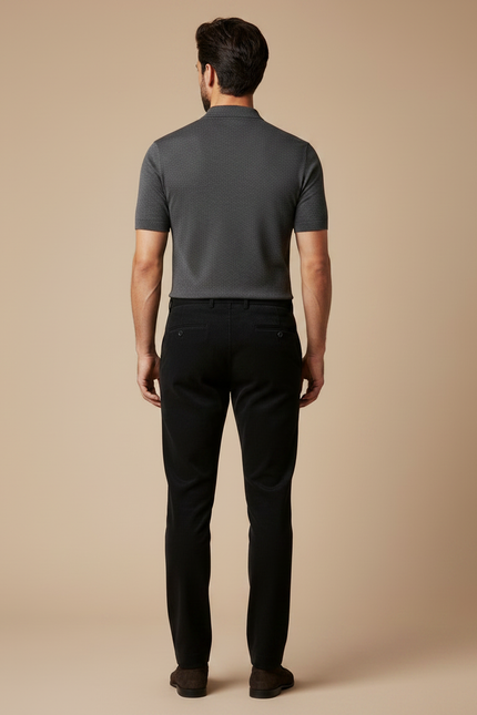Pantalon Chino Noir Côtelé Droit Élégant Homme - Cordé - vue 2