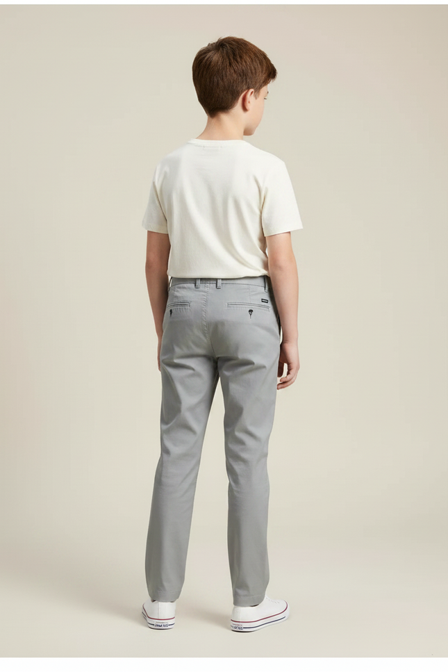Pantalon Chino Gris Coton Droit Classique Garçon - vue 2