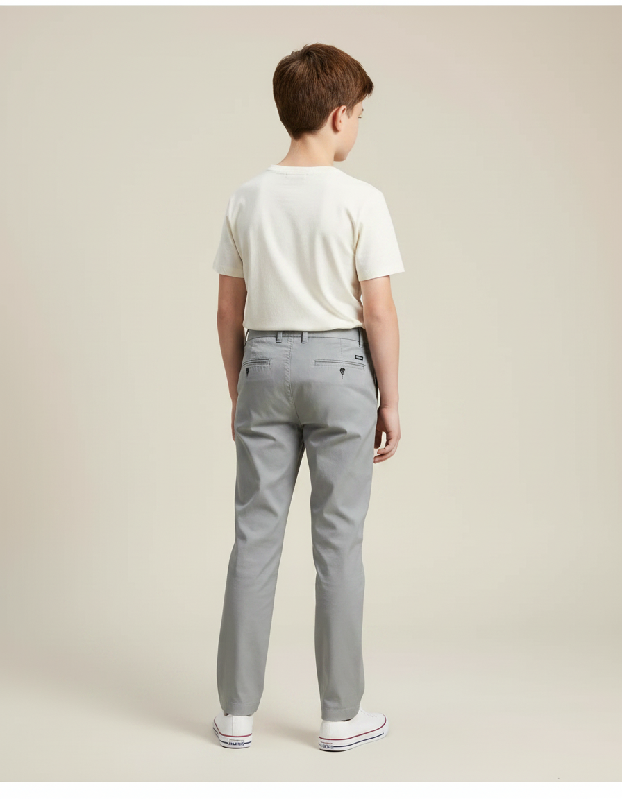 Pantalon Chino Gris Coton Droit Classique Garçon - vue 2