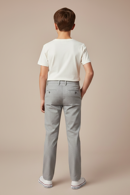 Pantalon Chino Gris Clair Coupe Droite Enfant - Coton - vue 2