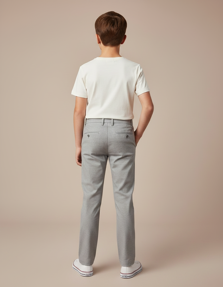 Pantalon Chino Gris Clair Coupe Droite Enfant - Coton - vue 2