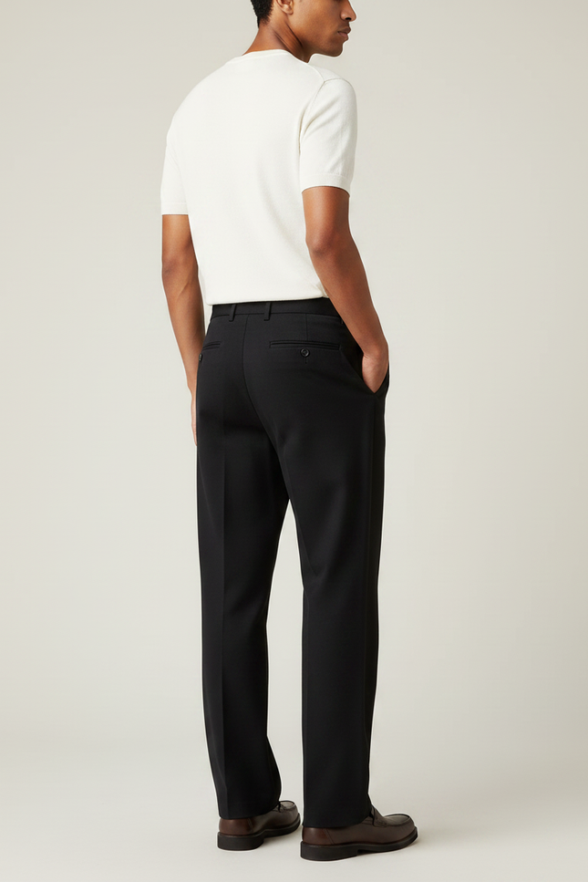 Pantalon Chino Noir Droit Simple Homme - Gabardine - vue 2