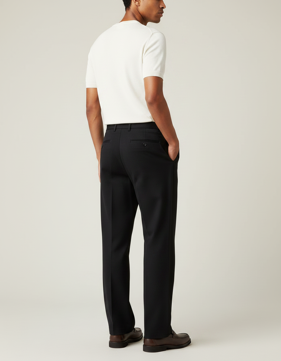 Pantalon Chino Noir Droit Simple Homme - Gabardine - vue 2