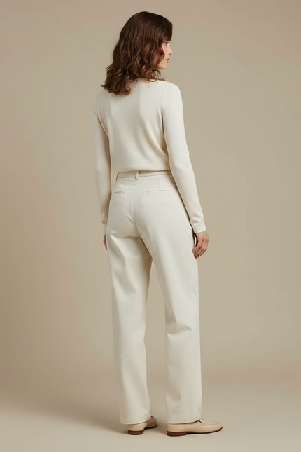 Pantalon Chino Beige Ample Décontracté Plissé Femme - Gabardine - vue 2