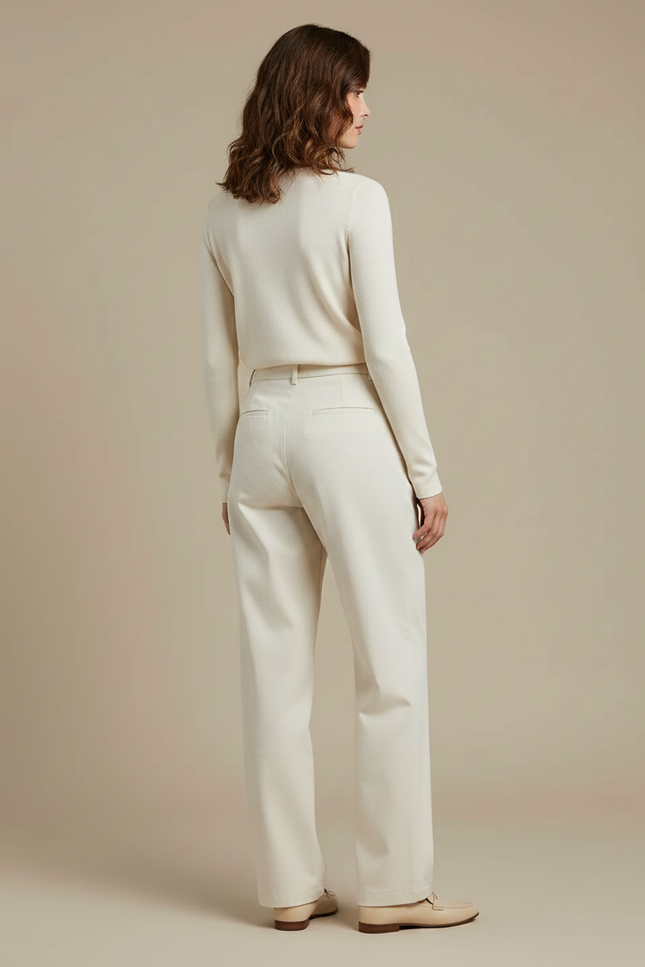 Pantalon Chino Beige Ample Décontracté Plissé Femme - Gabardine - vue 2
