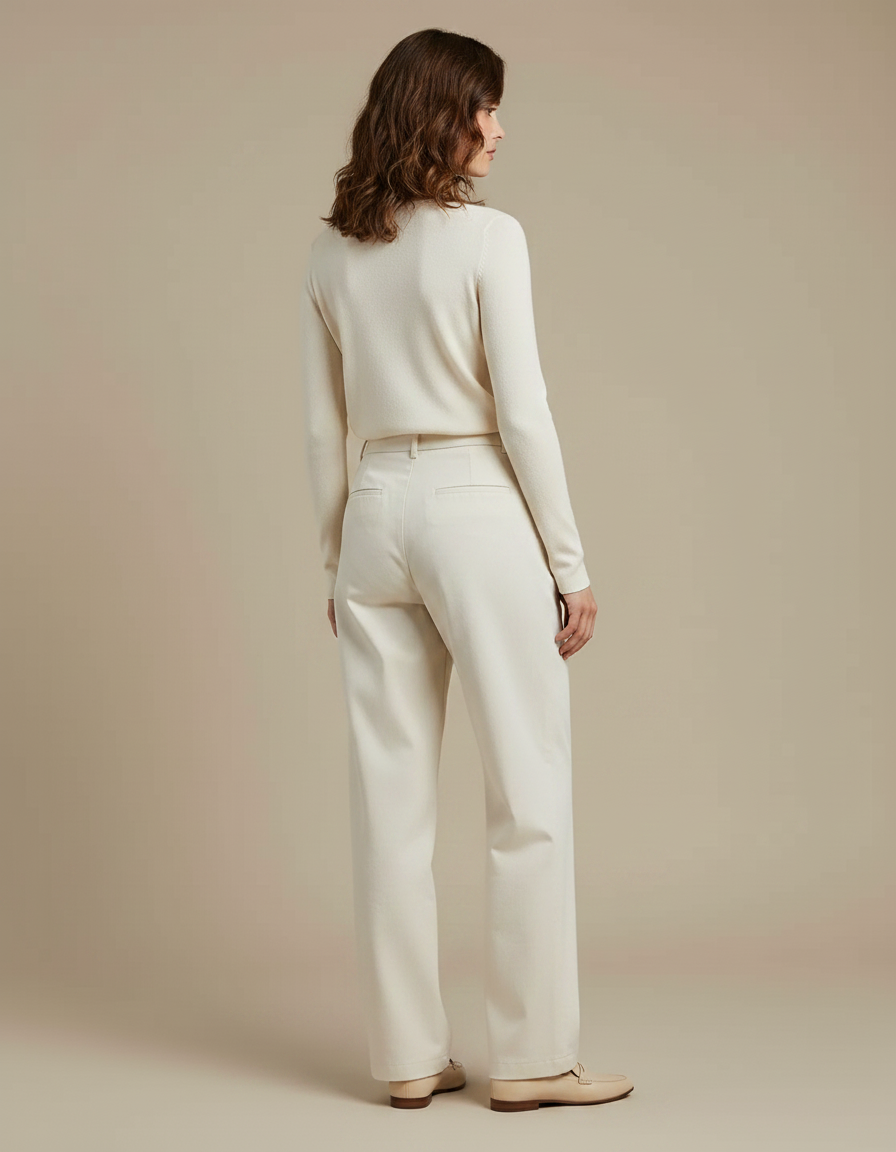 Pantalon Chino Beige Ample Décontracté Plissé Femme - Gabardine - vue 2