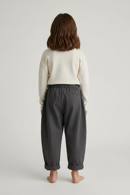 Pantalon Chino Gris Ample Coton Élastique Enfant - vue 2
