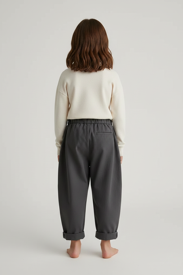 Pantalon Chino Gris Ample Coton Élastique Enfant - vue 2
