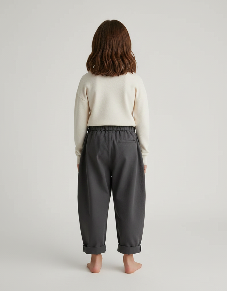 Pantalon Chino Gris Ample Coton Élastique Enfant - vue 2