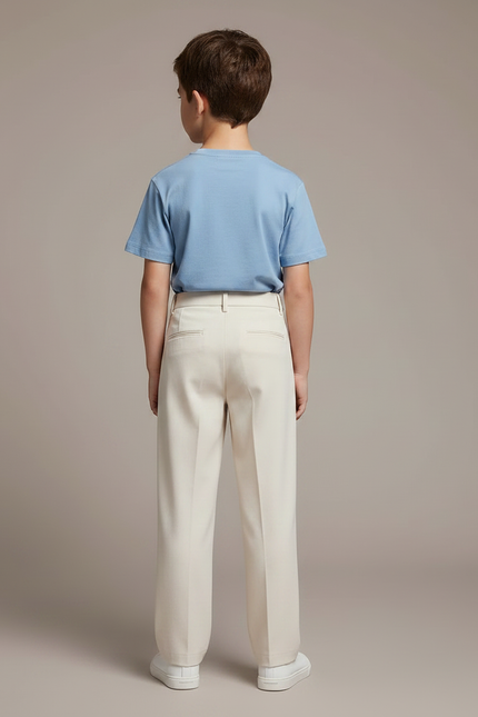 Pantalon Chino Écru Ample Décontracté Enfant Uni - Beige Gabardine - vue 2