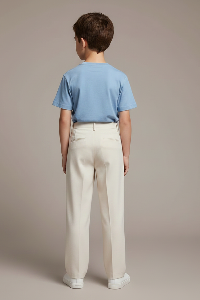Pantalon Chino Écru Ample Décontracté Enfant Uni - Beige Gabardine - vue 2