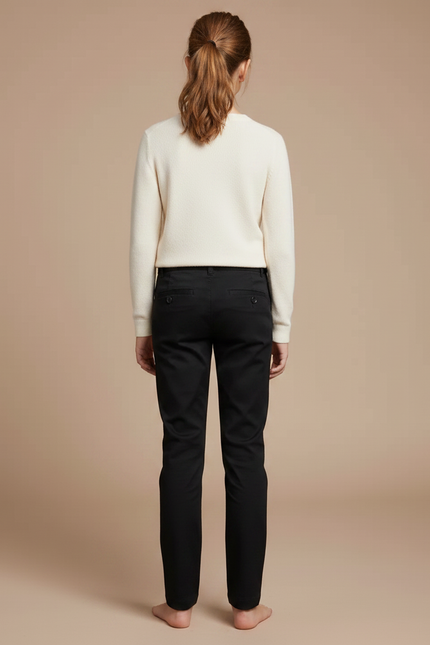 Pantalon Chino Noir Coton Stretch Droit Enfant - vue 2