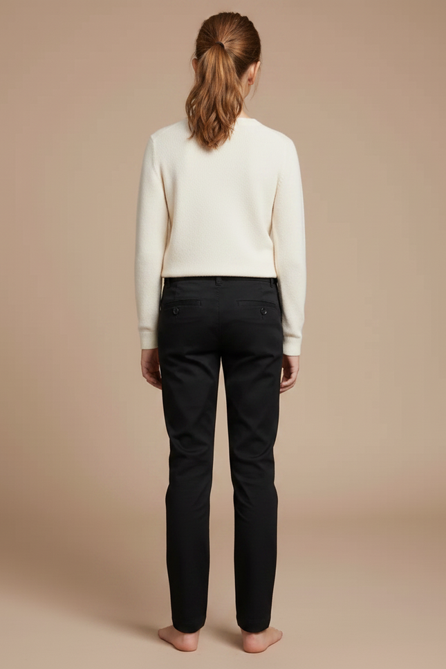 Pantalon Chino Noir Coton Stretch Droit Enfant - vue 2