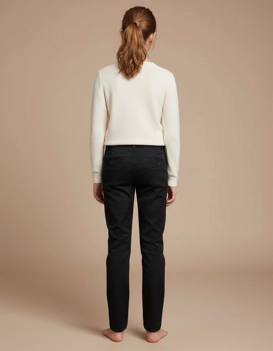 Pantalon Chino Noir Coton Stretch Droit Enfant - vue 2