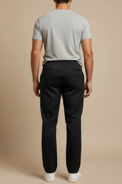 Pantalon Chino Noir Coton Cordon Décontracté Homme - vue 2