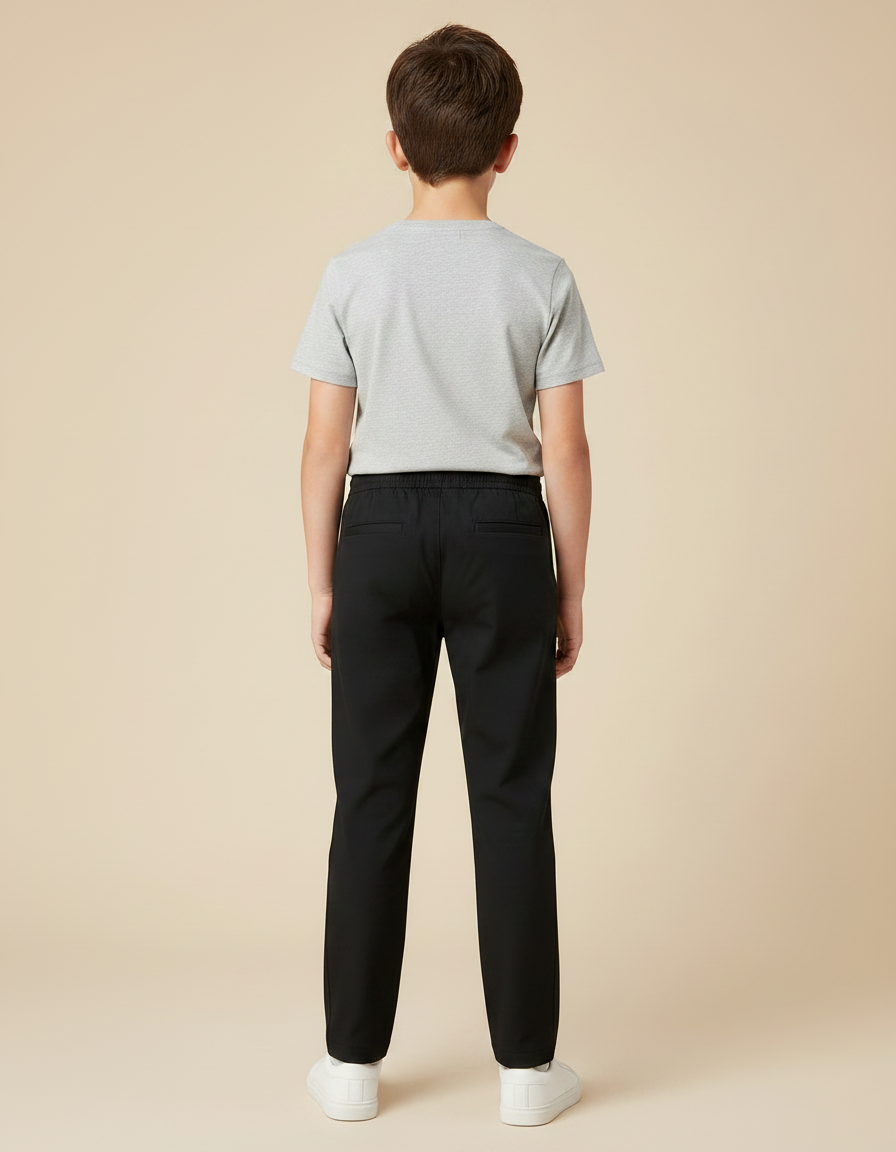 Pantalon Chino Noir Cordon Décontracté Garçon - Coton - vue 2
