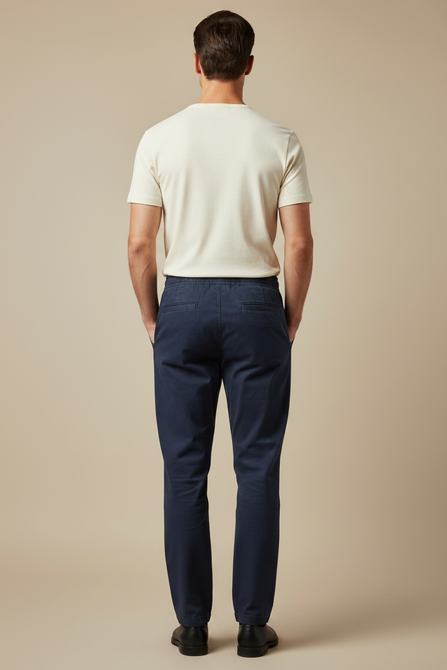 Pantalon Chino Marine Coton Élastique Décontracté Homme - vue 2