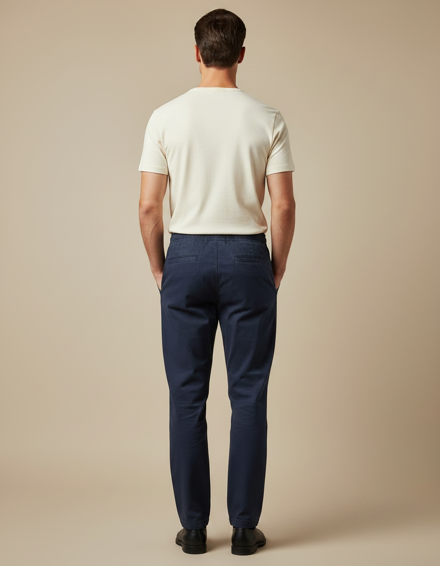 Pantalon Chino Marine Coton Élastique Décontracté Homme - vue 2