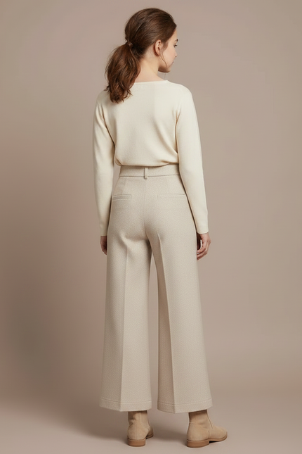 Pantalon Chino Beige Ample Laine Épais Enfant - Tweed - vue 2