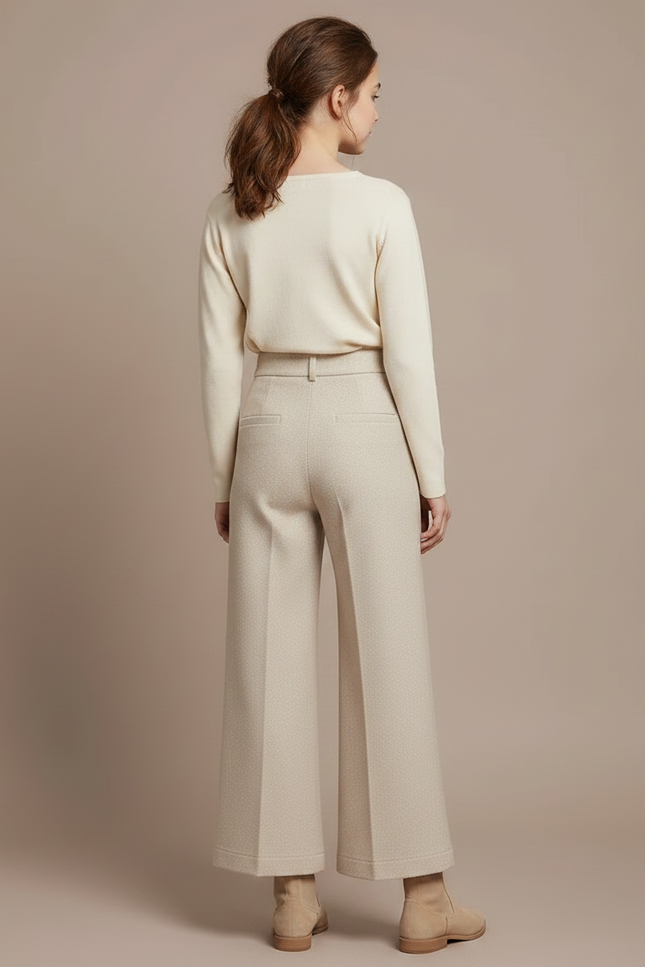 Pantalon Chino Beige Ample Laine Épais Enfant - Tweed - vue 2