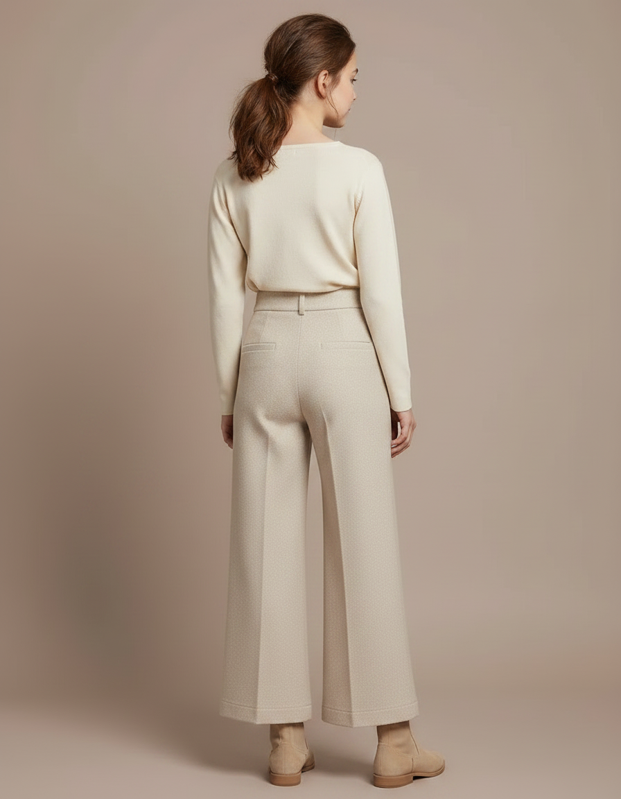 Pantalon Chino Beige Ample Laine Épais Enfant - Tweed - vue 2