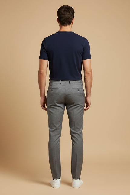 Pantalon Chino Gris Slim Élégant Uni Homme - Laine - vue 2