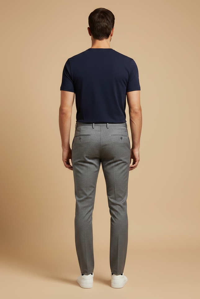 Pantalon Chino Gris Slim Élégant Uni Homme - Laine - vue 2