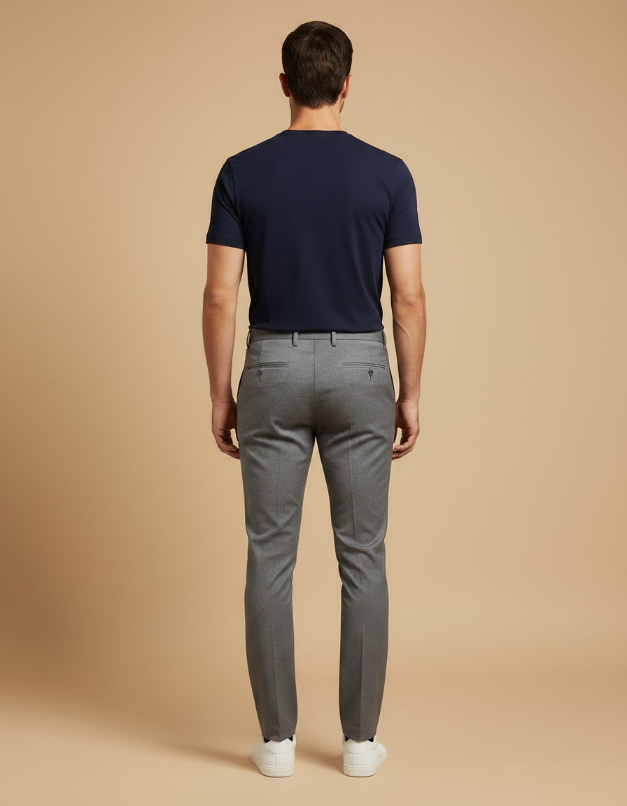 Pantalon Chino Gris Slim Élégant Uni Homme - Laine - vue 2