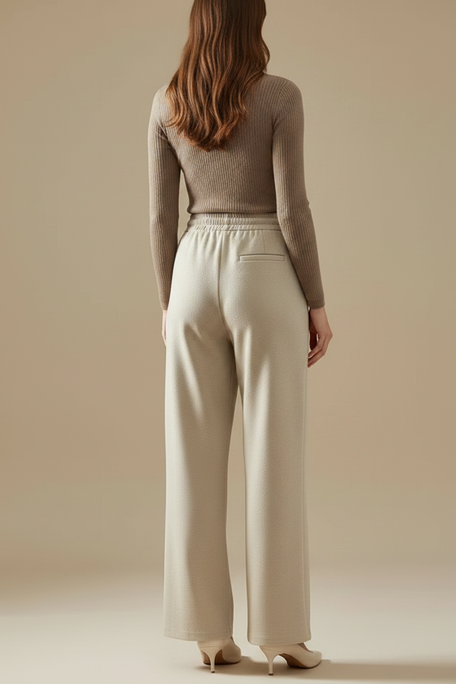 Pantalon Chino Beige Ample Droit Élégant Femme - Molleton - vue 2