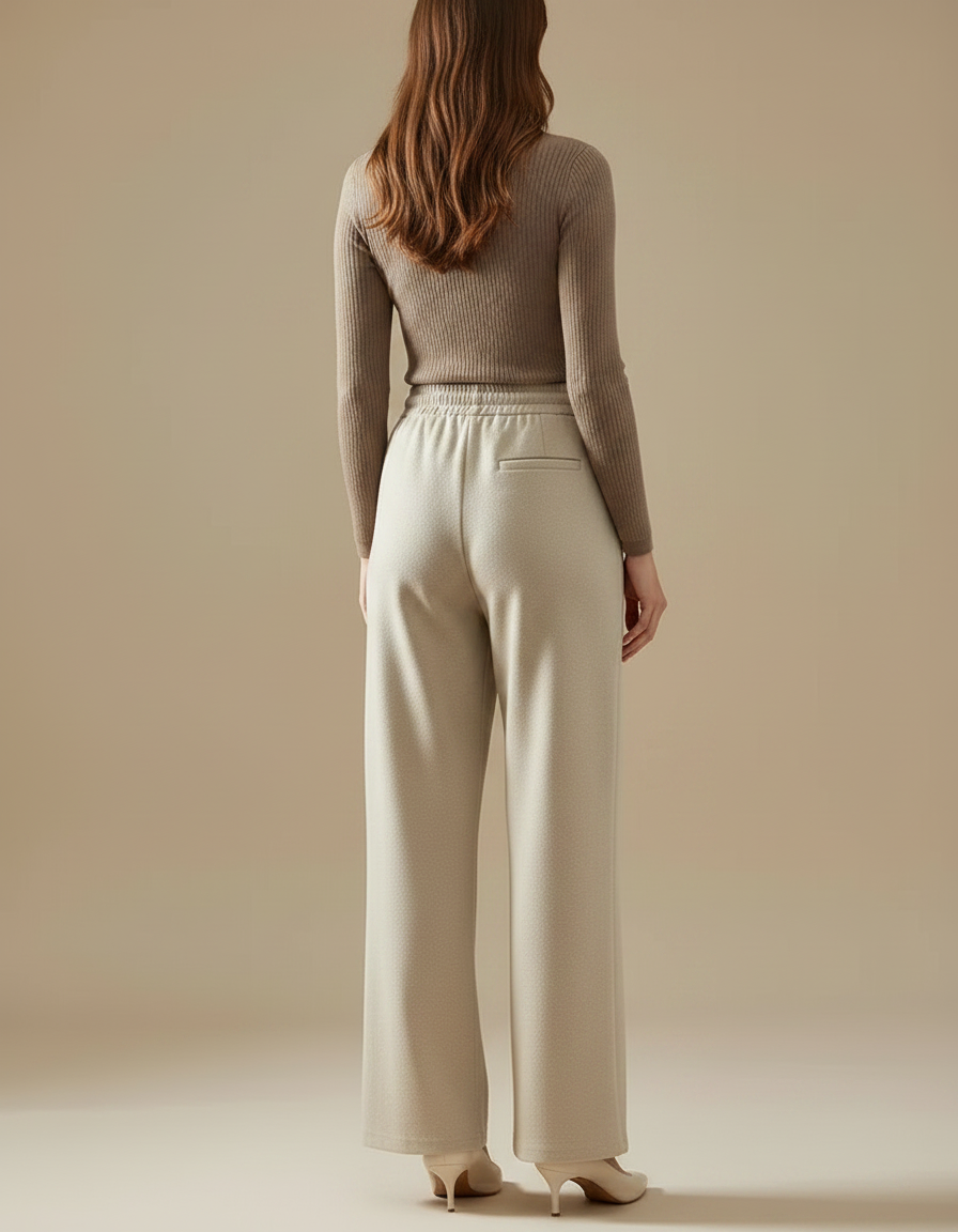 Pantalon Chino Beige Ample Droit Élégant Femme - Molleton - vue 2