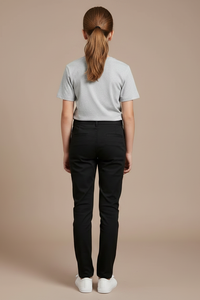 Pantalon Chino Noir Coton Droit Fille - vue 2