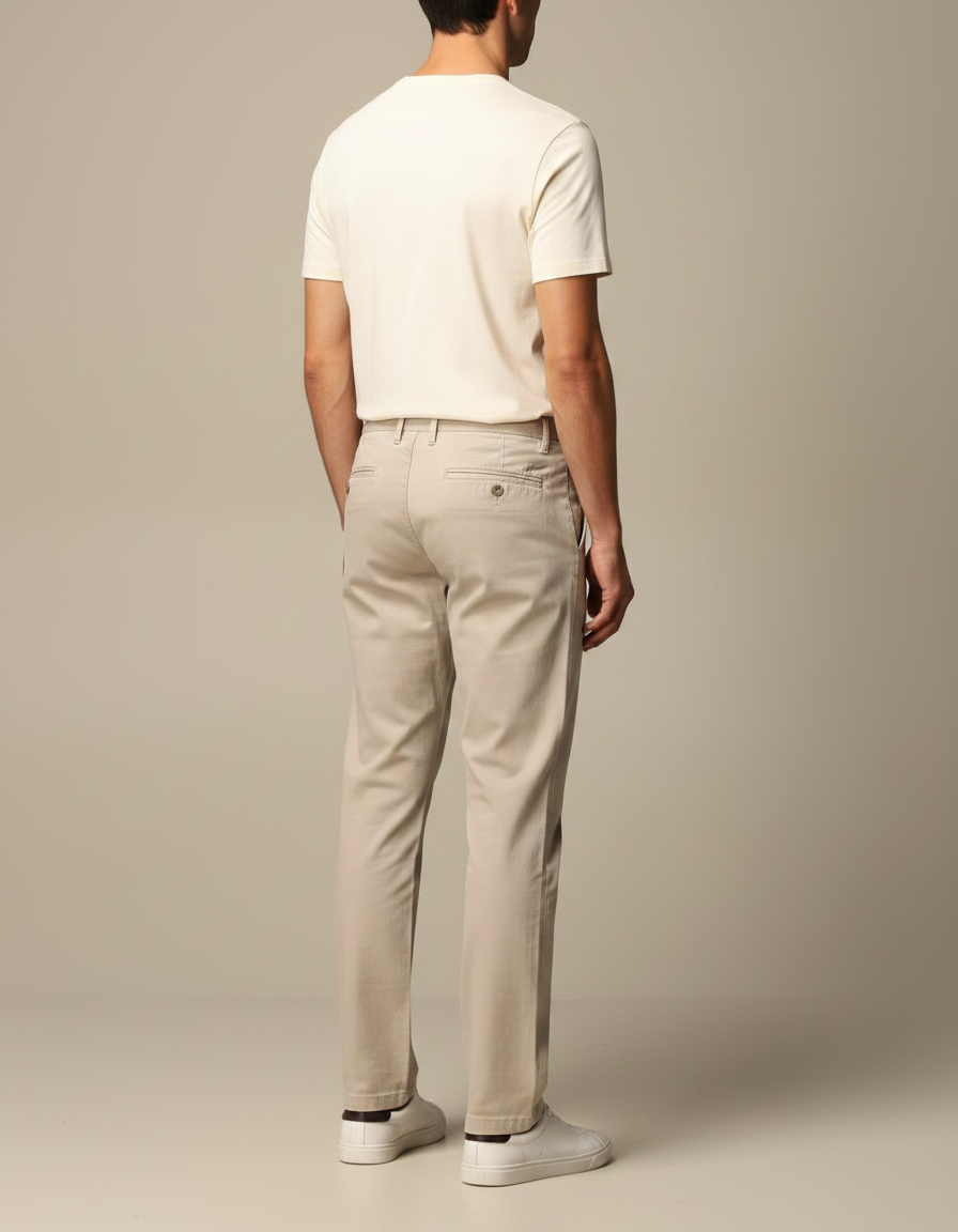 Pantalon Chino Homme Beige Droit - Gabardine - vue 2
