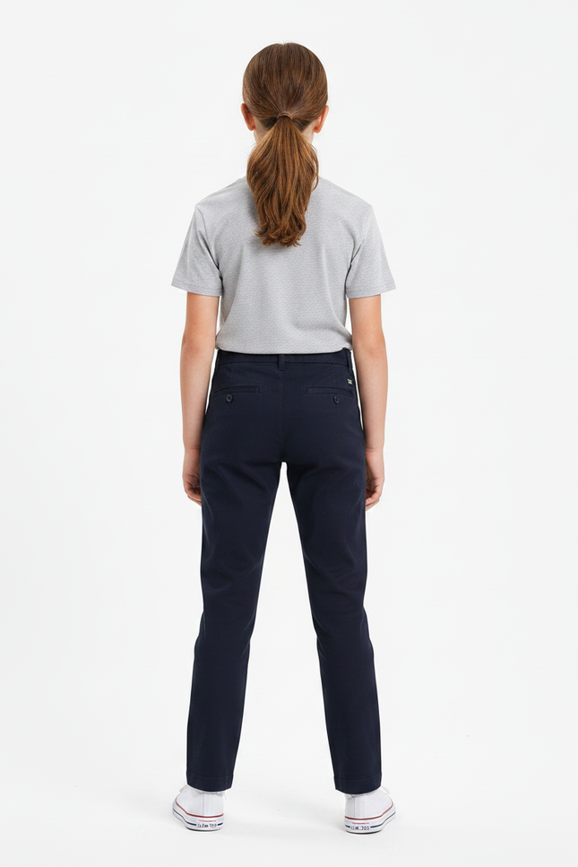 Pantalon Chino Marine Coupe Droite Enfant Décontracté - Gabardine - vue 2