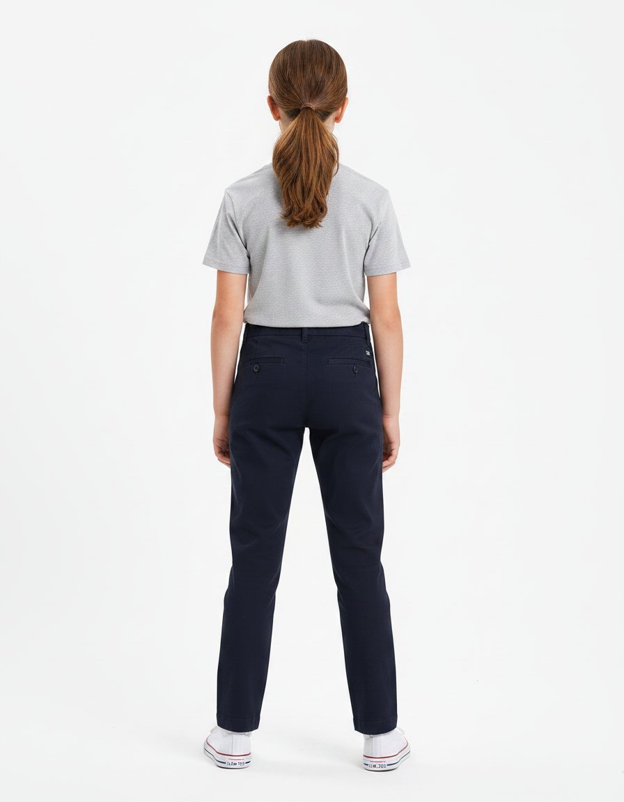 Pantalon Chino Marine Coupe Droite Enfant Décontracté - Gabardine - vue 2