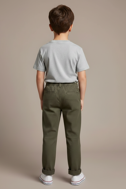 Pantalon Chino Kaki Coton Droit Confortable Enfant - vue 2