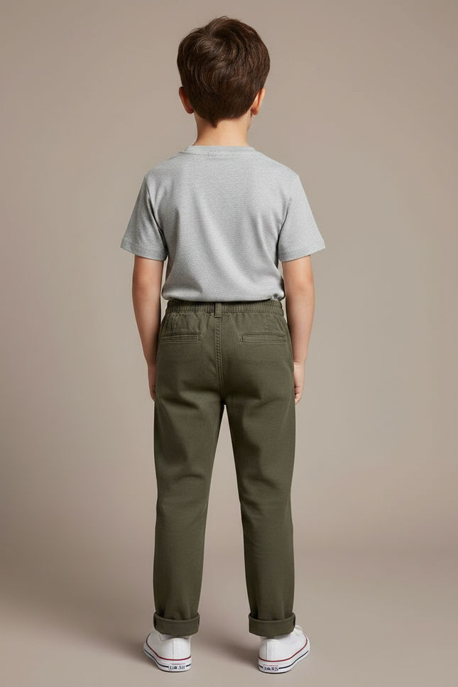Pantalon Chino Kaki Coton Droit Confortable Enfant - vue 2