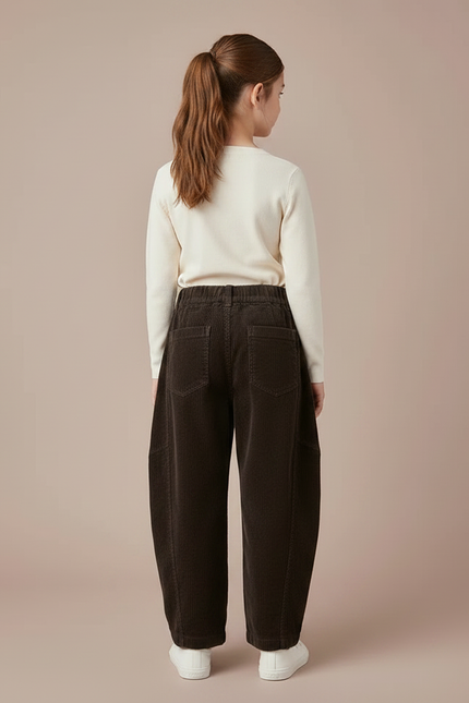 Pantalon Chino Marron Côtelé Ample Décontracté Enfant - Cordé - vue 2