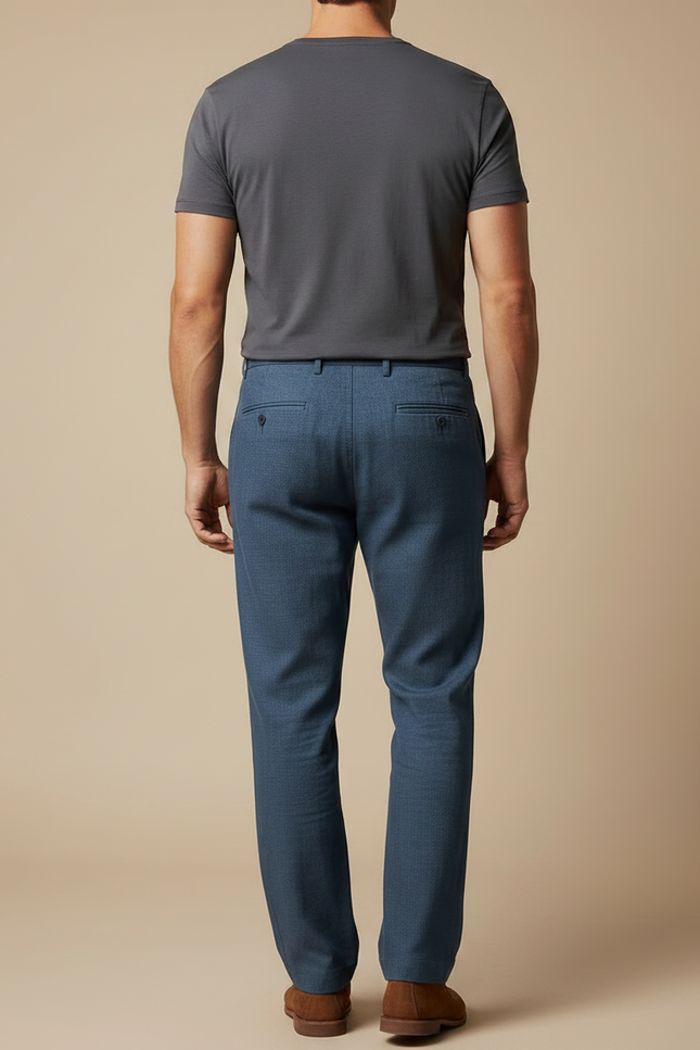 Pantalon Chino Bleu Droit Lin Respirant Homme - vue 2