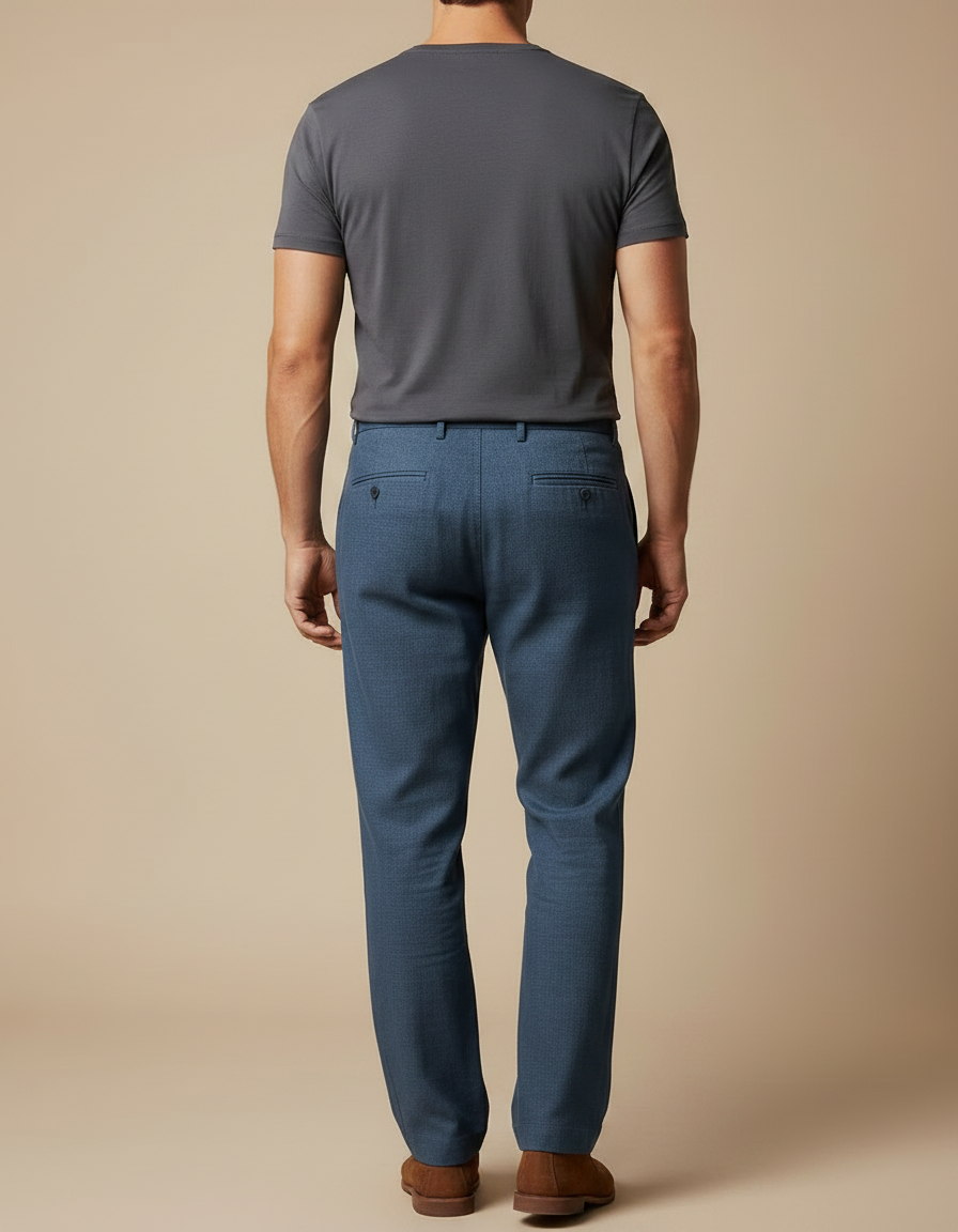 Pantalon Chino Bleu Droit Lin Respirant Homme - vue 2
