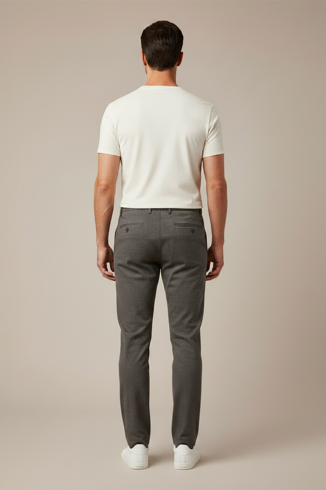 Pantalon Chino Gris Slim Micro-Motif Homme - Gabardine - vue 2