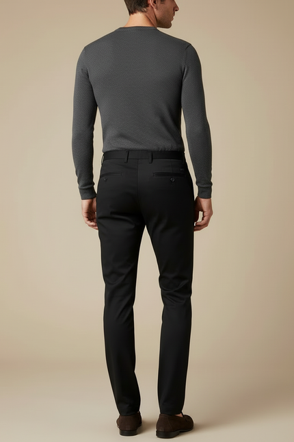 Pantalon Chino Noir Slim Extensible Décontracté Homme - Gabardine - vue 2