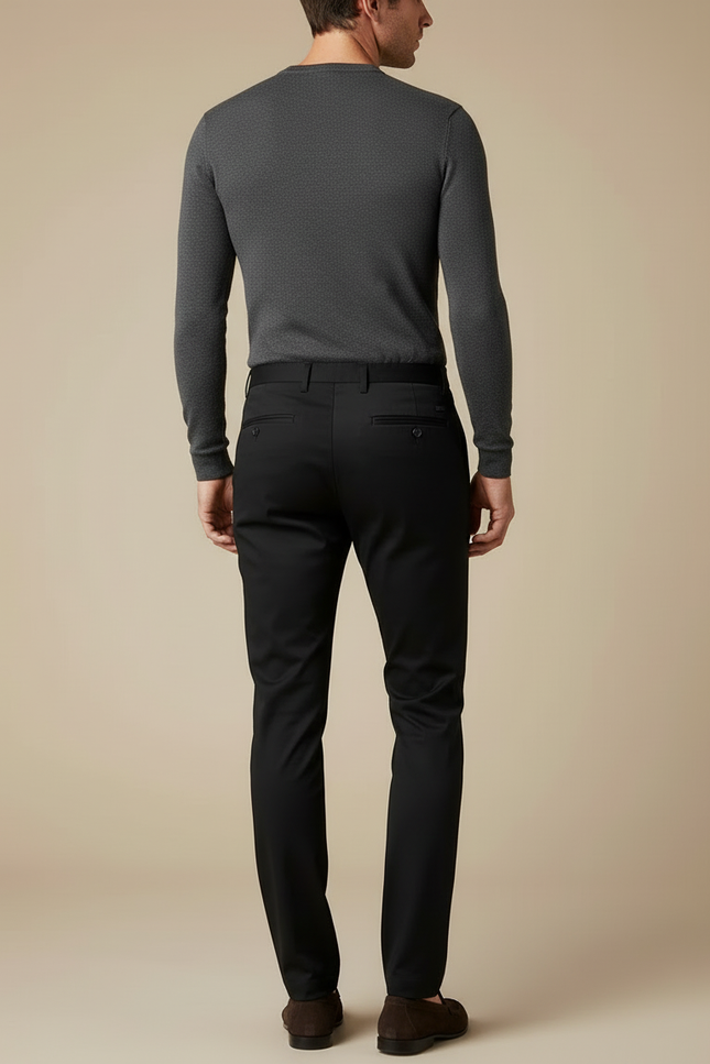Pantalon Chino Noir Slim Extensible Décontracté Homme - Gabardine - vue 2